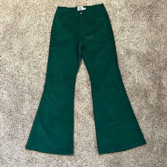Princess Polly Nadia Green Corduroy Flare Pants Size 4 - Picture 2 of 5